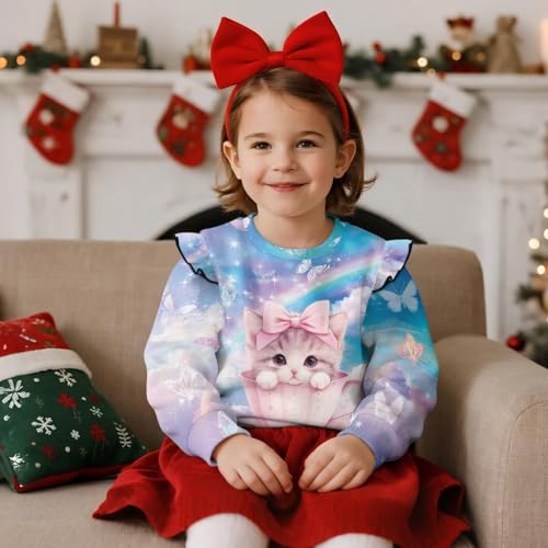 Sweatshirts for Toddler Girls Long Sleeve Crewneck Pullover Cute Ruffle Shoulder Shirt Tops Fall Outfits Clothes4