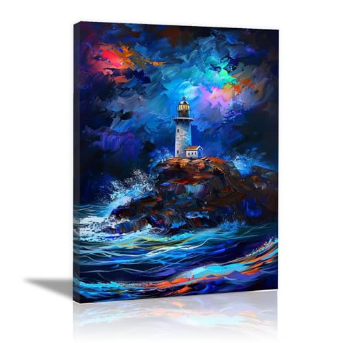 Décoration d'impression de peinture de phare tableau mural 60x80