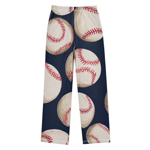 ZZXXB Retro Baseballs Print Boys Long Pants Soft Trousers Elastic Waist Kids Lounge Bottoms with Pockets S-XL