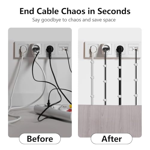 Image of bvslf (8MM, 200pcs)Wire Fastener Organizer Circle Cable Clip Tie Holder Protector with Metal Nail for Cable Management, Cord Organizer, Round Wire Clamp for Hanging Cable Fitting on Wall, White Color
