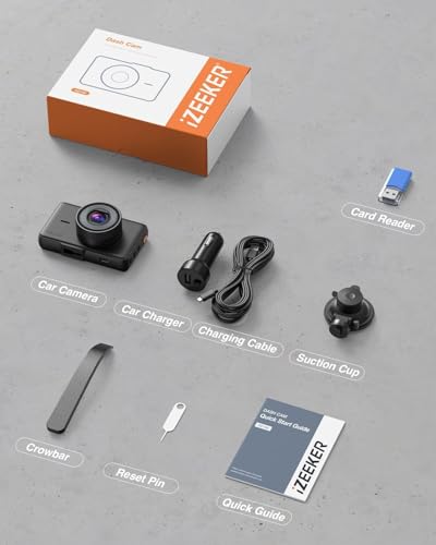 Image of iZEEKER 2.5K Dash Cam, 1440P QHD Car Camera with Free 32GB Card, 3 inch IPS Display, Night Vision, WDR, 170Wide Angle, Loop Recording, G-Sensor Emergency Recording, 24H Parking Mode, Type C