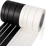 MAQIHAN Masking Tape Bulk - 8 Rolls x 14.3 Yards Adhesive Painters Tape for Painting, Black & White Color, Tearable Writtable for DIY Crafts, Art, Wall Decor, Labeling, Coding, 0.4inch/0.6inch Wide