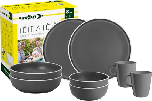 Brunner Dolomit Geschirrset, 8-teilig, grau