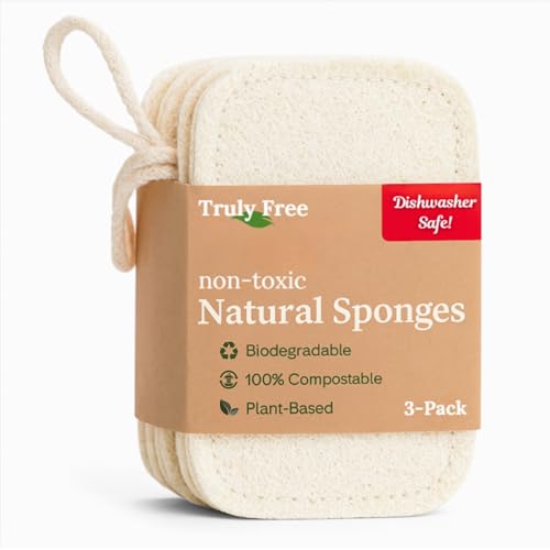 Truly Free Organic Luffa Dish Scrubber Sponges (3-Pack)