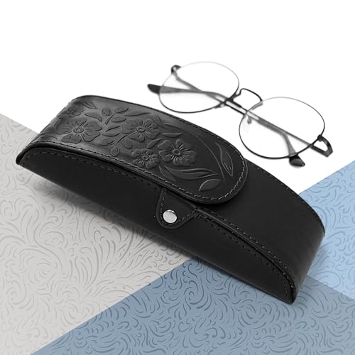 Image of Orsus Women's Hard Glasses Case with Belt Clip - Premium PU Leather with Felt Lining, Magnetic Closure - Eyewear Pouch