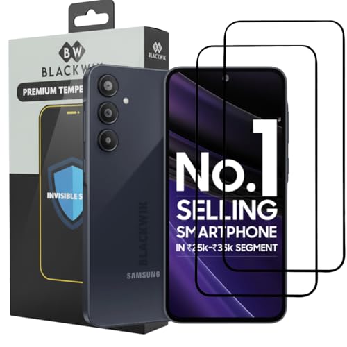 Image of Blackwik Tempered Glass Screen Protector for Samsung Galaxy A35 / A55 / M35 with Edge-To-Edge Protector Coverage | Easy Installation Kit (Black) (Pack Of 2)