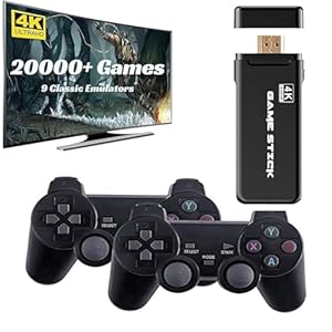 Sadhwanis Wireless Video Games for tv Gaming, Retro Gaming Console with Game Stick 4K UHD, Plug & Play TV Video Game Set for 2 Player with 9Emulator, (Special Edition)