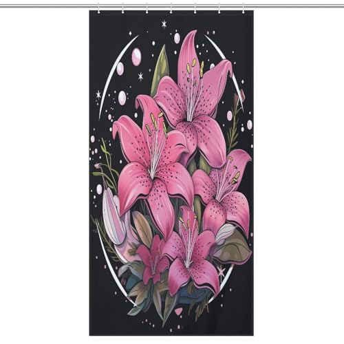 Rideau de douche fleur anti-éclaboussures en polyester lavable 92x183cm - 7