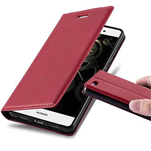 Cadorabo Custodia Libro per Huawei P8 Lite 2015 in Rosso Mela - con Vani di Carte, Funzione Stand e Chiusura Magnetica - Portafoglio Cover Case Wallet Book Etui Protezione