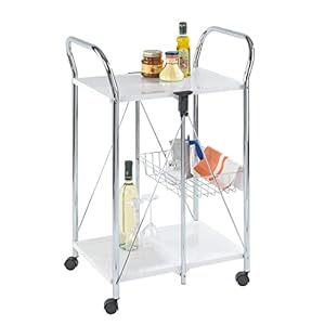 WENKO Desserte de cuisine Sunny blanc – repliable, Métal peint par poudrage, 56.5 x 90.5 x 44 cm, Blanc