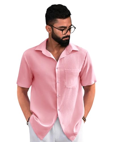 Image of Tee Projekt Solid Shirt for Men's ||Pop corn Shirt|| Solid Shirt for Men's|| Casual Shirt for Men||Half Sleeve Spread Collar Shirt for Men