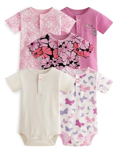 Yoofoss Baby Bodysuits 100% Organic Cotton Short Sleeve Infant Romper for Boy and Girl Baby Clothes, Soft Breathable