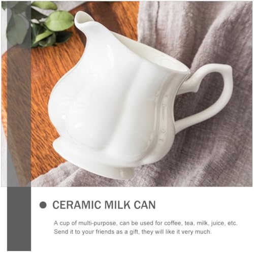 Jarra de leche de cerámica de 230ml con diseño portátil para café y postres 6