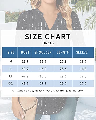 Valolia Ladies Tops And Blouses, Tunic Tops For Women Loose Fit 3/4 Sleeves Shirts For Work V Neck Top Business Casual Shirts For Women Trendy Dressy Shirts Summer Office Work Clothes Large Blue Tops #TOP5