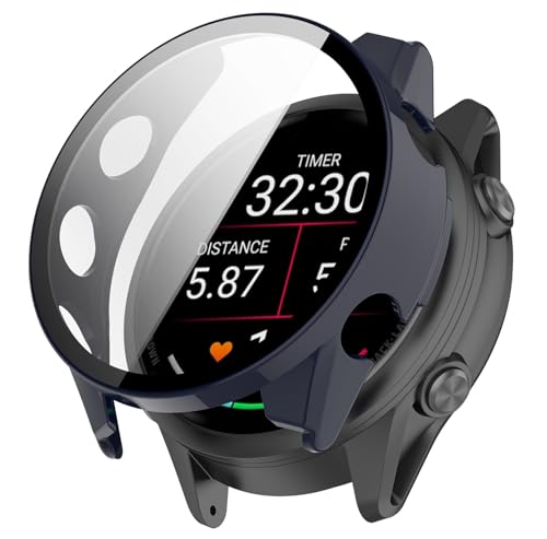 SHEAWA for Garmin�K�[�~�� Forerunner 970 �P�[�X �J�o�[ PC+�����K���X�t�B���� �S�ʕی� 9H�d�x ��̌^�ی�P�[�X �ی�J�o�[ �ϏՌ� �A�N�Z�T���[ (�l�C�r�[�u���[)