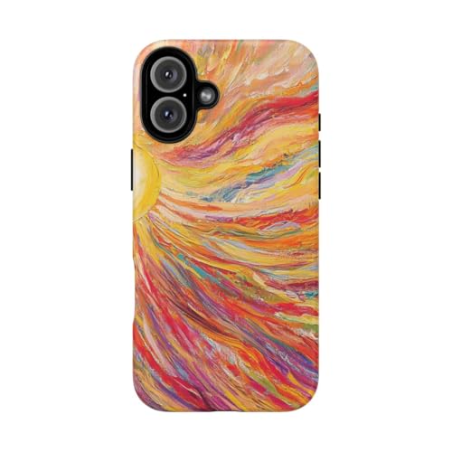 Coque rigide mate iPhone 16 Plus jaune anti-trace motif abstrait radiant
