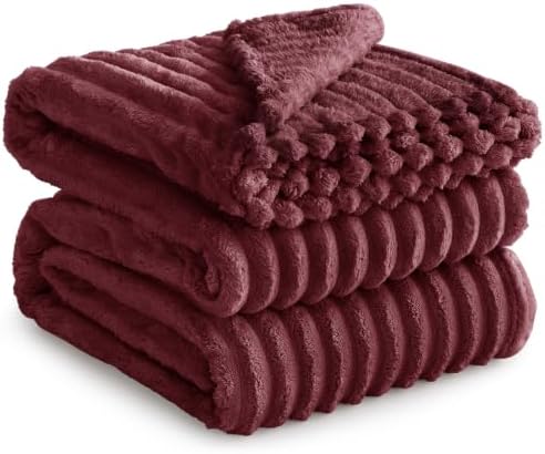 RUIKASI Kuscheldecke 220x240 Flauschig Decke Weinrot - XXL Wolldecke Sofadecke für Couch & Bett, Wohn- & Kuscheldecken, Weiche Fleecedecke Warme Große Wohndecke Cord Blanket
