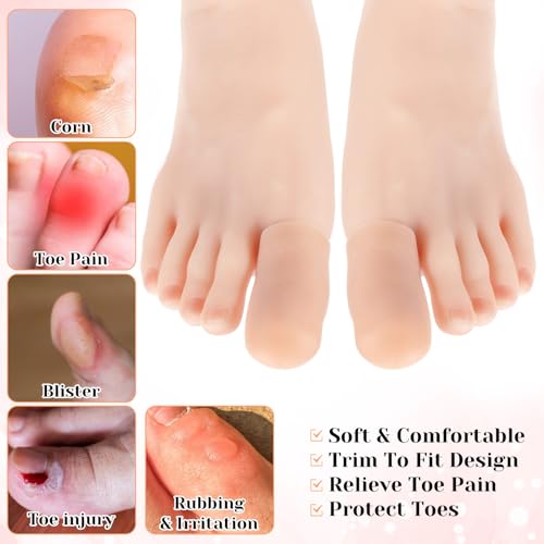 Image of simarro 14 Pieces Big Toe Protectors, Silicone Toes Protectors for Men and Women, Toe Anti-Friction Rubber Sleeves Made of Elastic Fabric, Protect Toes from Friction and Relieve Pressure (Skin Tone)