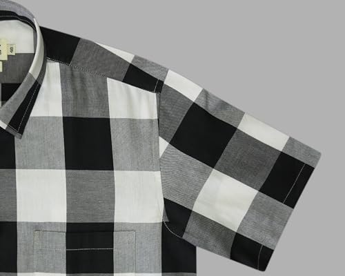 Image of GHPC 100% Cotton Checkered Half Sleeves Regular Fit Formal Shirt for Men