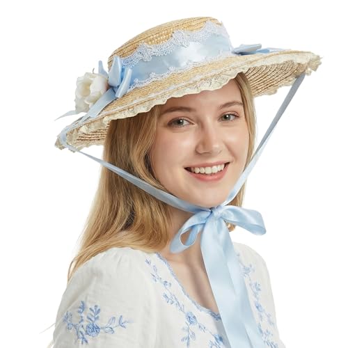 Sombrero de sol femenino estilo Victoriano de paja