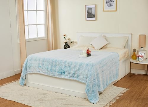 Image of amazon basics Polyester Double Bed Sherpa Blanket (270 GSM) | Single Layer (Blue)