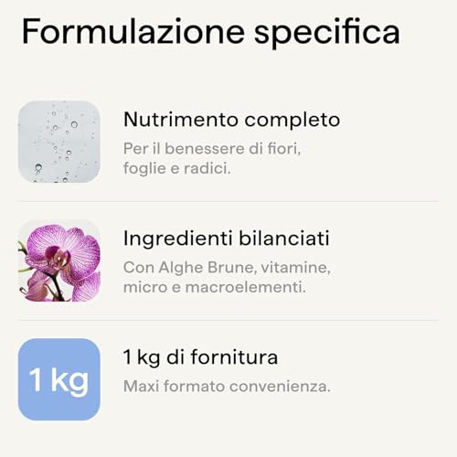 Organic Liquid Fertiliser 1000 ml for Orchids – For Rich and Lush Flowering – Measuring Cap – Made in Italy Illica  
Org
