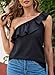 Dokotoo Womens Tops Dressy Casual Spring Summer One Shoulder Tops Ruffle Neck Fashion 2026 Loose Casual Tunic Blouses Flowy Sleeveless Black Shirts Large