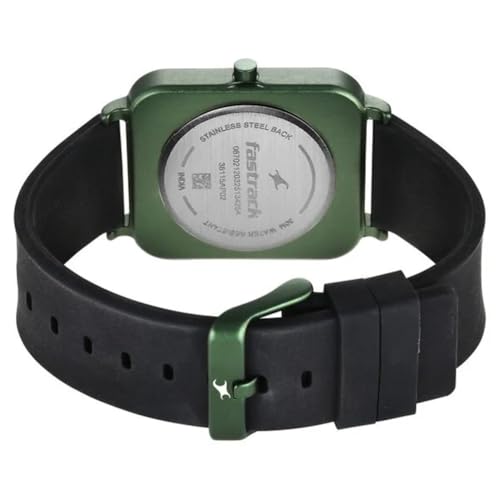 Image of Fastrack Tees Black Rectangular Dial Silicone Watch for Unisex - 38115AP02