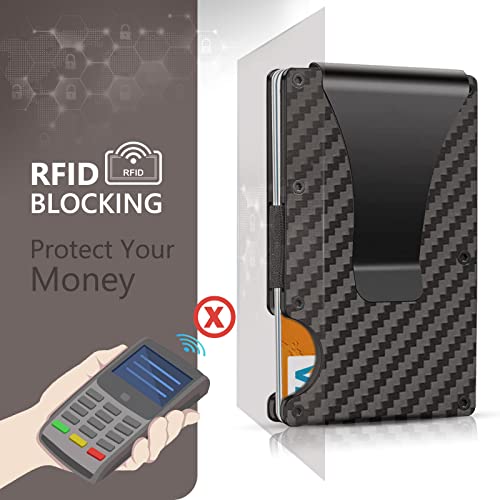 Clinfaster Minimalist Slim Wallet For Man, Travel Wallet, Rfid Blocking Front Pocket Slim Credit Card Holder,Carbon Fiber Thin Wallets With Money Clip #TOP4