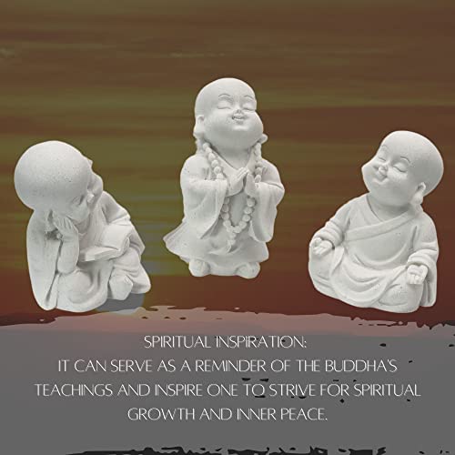 Bellaa Baby Buddha Statues Cute Adorable Jizo Monks Happy Laughing Sitting Praying Meditating Relaxing Lovely Smiling Little Cutie Boho Home Decor Set Of 3 Figurines 3 Inch Sculptures #TOP3