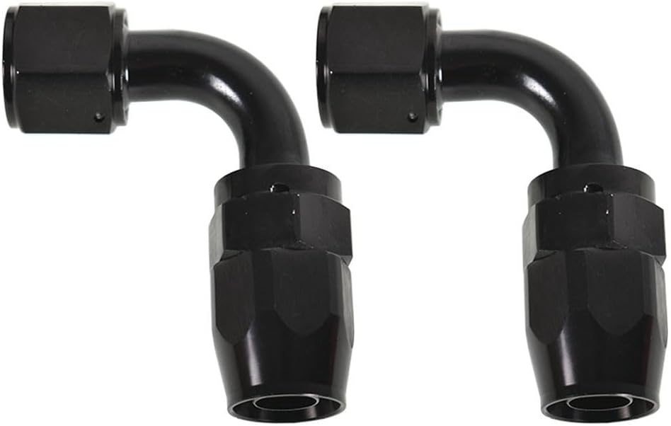 2Pcs For 10AN AN10 90° 90 Dgree Fuel Swivel Fitting Hose End Oil Fuel Adaptor BlackOEM Genuine Replacement
