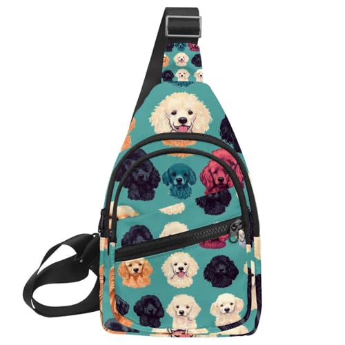 Sac à dos à bandoulière caniches réglable et multicolore pour sport