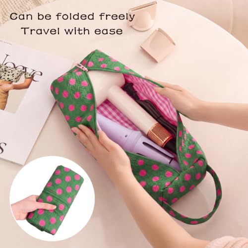 Image of RSRSLEII Polka Dot Hair Tools Travel Bag,Hair Styling Accessories Storage Case for Shark FlexStyle,Dyson Airwrap Hair Dryer,Curling Iron,Straightener,Revlon Hair Tools,Portable&Foldable(23Green)