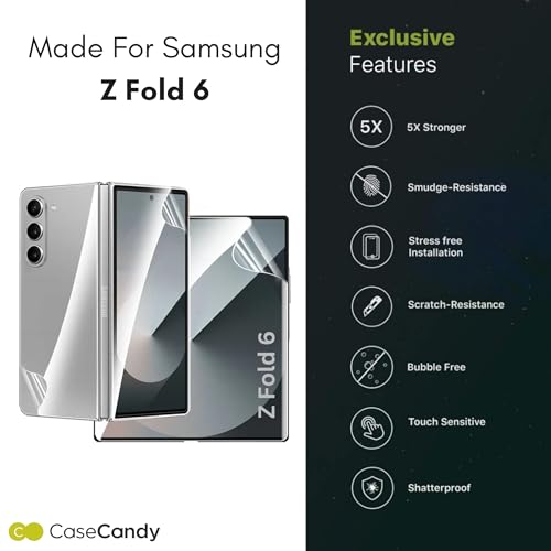 Image of Casecandy - [Set of 4 Screen Protector Guard For Samsung Z Fold 6 | Z Fold 6 Screen Protector (Front + Back + Inside Screen + Hinge Screen Protector) For Samsung Z Fold 6 - HD