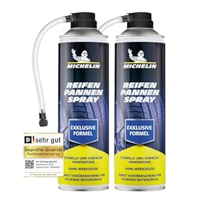 MICHELIN Reifendichtmittel 2 x 500ml | Pannenspray Fürs Auto Blitzschnell Ohne Werkzeug Löcher Im Reifen Reparieren 500 Ml | Pkw Kleine Suv Und Wohnwagen