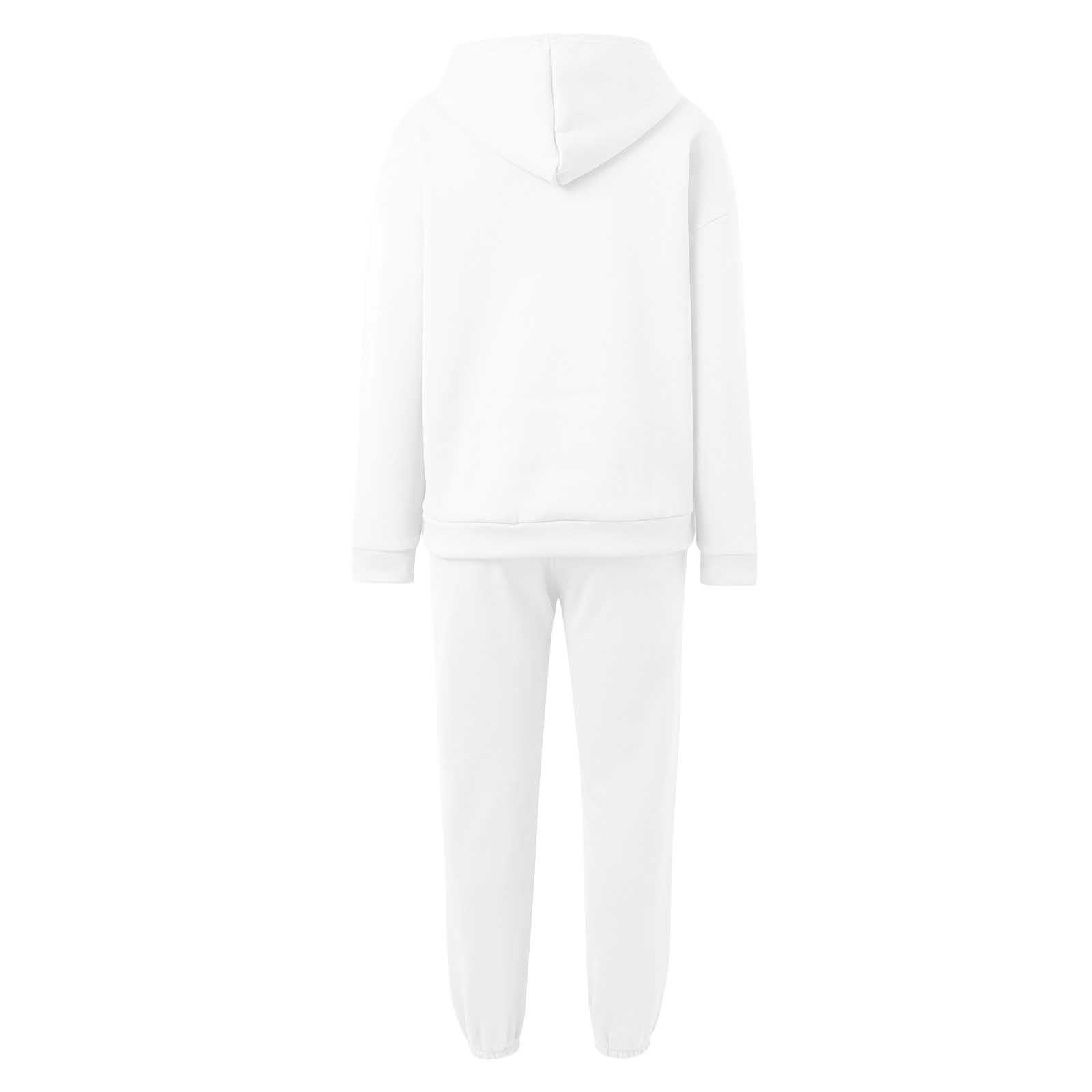 Generico Tuta da Donna Completo Sportiva Due Pezzi Felpa Donna con Cappuccio Maniche Lunghe con Tasche e Cerniera Pantaloni con Elastico in Vita Tute da Ginnastica Tinta Unita Completi