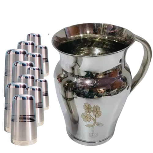 Image of Stainless Steel leser Glass Set or Jug, Water Jug, Water Glass (11)