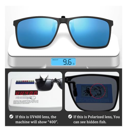 Image of Polarized Flip Up Clip On Sunglasses over Prescription Glasses for Men Women TR90 Frame Spring Clips