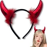 HINH 小悪魔カチューシャ ハロウィン コスプレ 小道具 レディース 子供 コスチューム 仮装 パーティーグッズ 写真撮影用 (レッド)