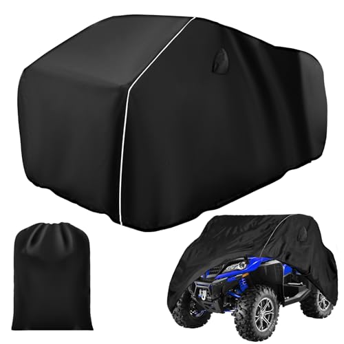 Image of Waterproof ATV Covers 600D Dustproof Outdoor Storage Cover with Fluorescent Strip Compatible with Polaris RZR Yamaha Polaris Yamaha Suzuki Honda Kawasaki Anti UV Wind Quad Cover with Buckle (XL Size)