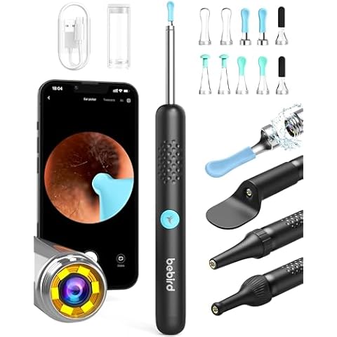 BEBIRD R1 Wax Removal Earscope, Ear Canal Cleaner with HD Camera 1080P & Multiple Replacement Tip, 6 PCS Earpickers + 3 Inspection Tools for Ear/Nose/Throat Cover