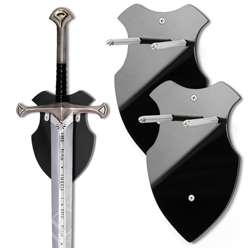 Lesnala 2Pcs Wall Mounted Sword Rack Single Vertical General for Sabre Axe Anime Stand Vertical Display and Decoration Holder Black