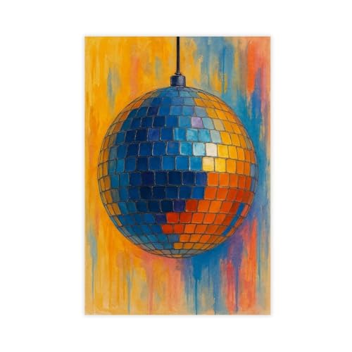 Impression artistique boule disco dorée idée cadeau rétro idéal