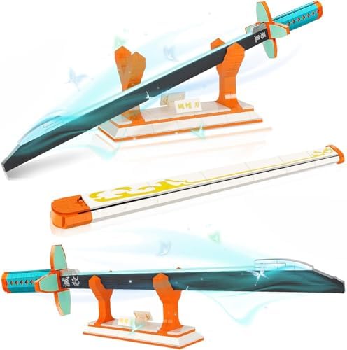 QLT QIAOLETONG Ideas Demon Slayer Schwert Cosplay Animes Kochou Shinobu Katana?Klemmbausteine Bausteinen deko Geschenk für Erwachsene und Jungen ab 6-16 mit Scheide Halterung(Schwe