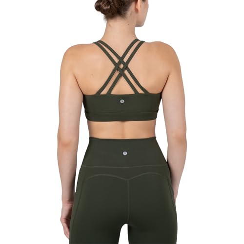 Image of YITTY Active Women's Ultraluxe Strappy Medium Impact Bra, Athleisure, 4-Way-Stretch