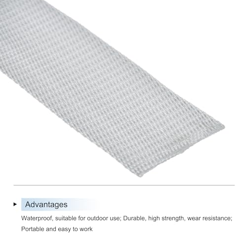 Image of MECCANIXITY Lightweight Polypropylene Webbing Strap 2 inch 10 Yard Backpack Strapping Band Light Grey for Outdoor Luggage Cargo Straps