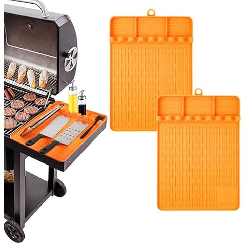 2PCS Silicone Griddle Tools Mats for Blackstone Gribble-Reusable Silicone Side Shelf Grill&Spatule Mat Serving Spoon Drip Pad for Stovetop and Countertop,Blackstone Griddle Accessories Fit universally Cover