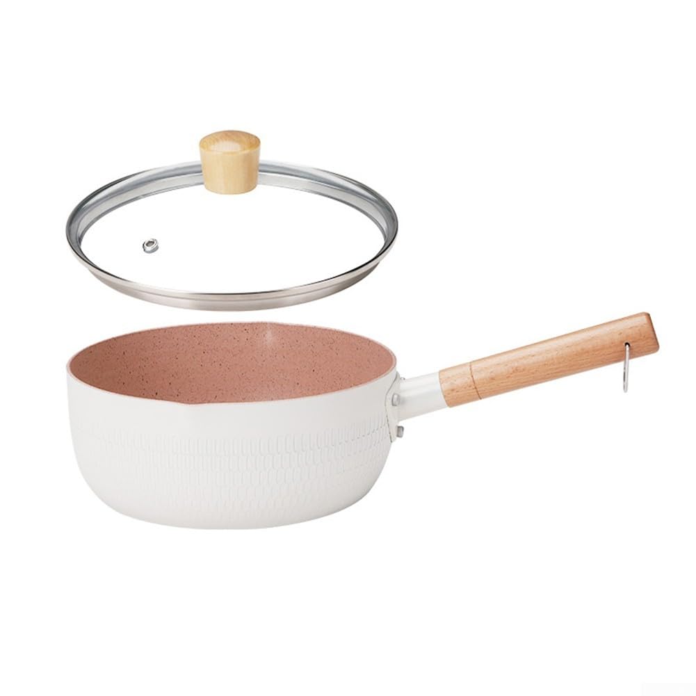 Maifan Stein-Milchtopf, antihaftbeschichtet, Yukihira-Pfanne, kleiner Kochtopf für Nudeln, Babynahrung, Suppe, Haushaltsküche, Kochgeschirr (weiß, 18 cm)