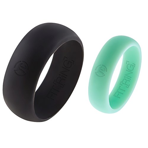 Fit Ring Silicone Wedding Ring Men and Women His & Hers Set 2 Pack Rubber Wedding Band Choose Your Size and Color | Engagement Bands 8.7 mm & 5.5 mm Comfortable Durable & Safe Rings