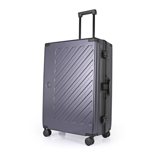 JLY Large Check-in Suitcase, Aluminium Handle, TSA Locks, Charcoal Grey